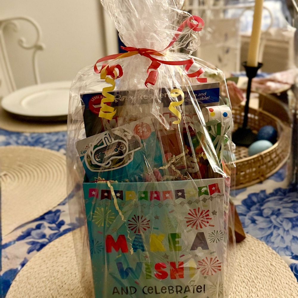 Colorful Gift Book Basket with Celebration Theme
